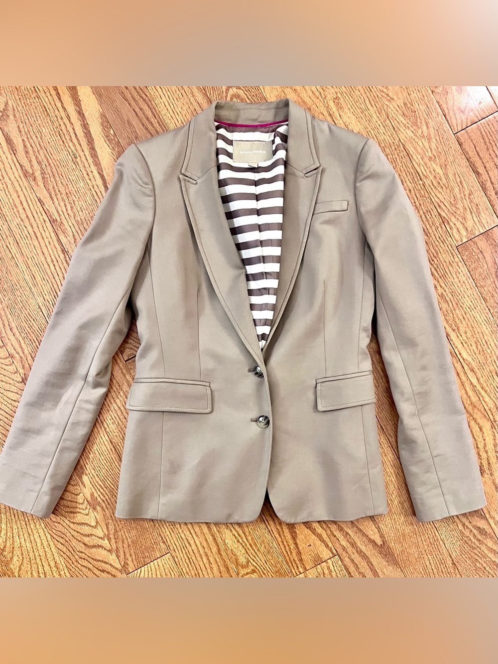 Banana Republic Taupe Women's Blazer with Striped Lining